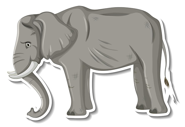 Vecteur gratuit autocollant de dessin animé animal éléphant maigre