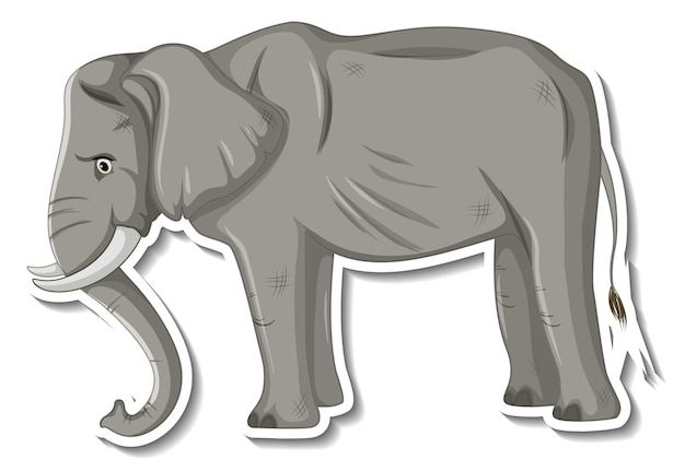 Autocollant de dessin animé animal éléphant maigre