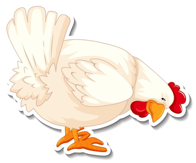 Vecteur gratuit autocollant de dessin animé d'animal de ferme d'animal de poulet