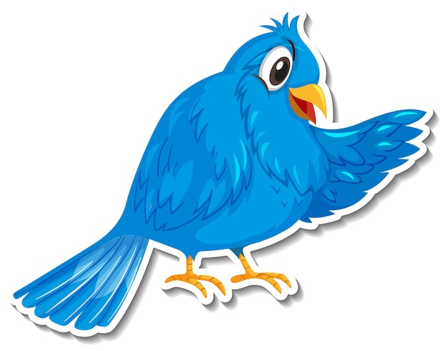 Vecteur gratuit autocollant de dessin animé animal mignon oiseau bleu