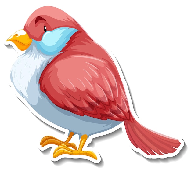 Vecteur gratuit autocollant de dessin animé animal oiseau rose mignon