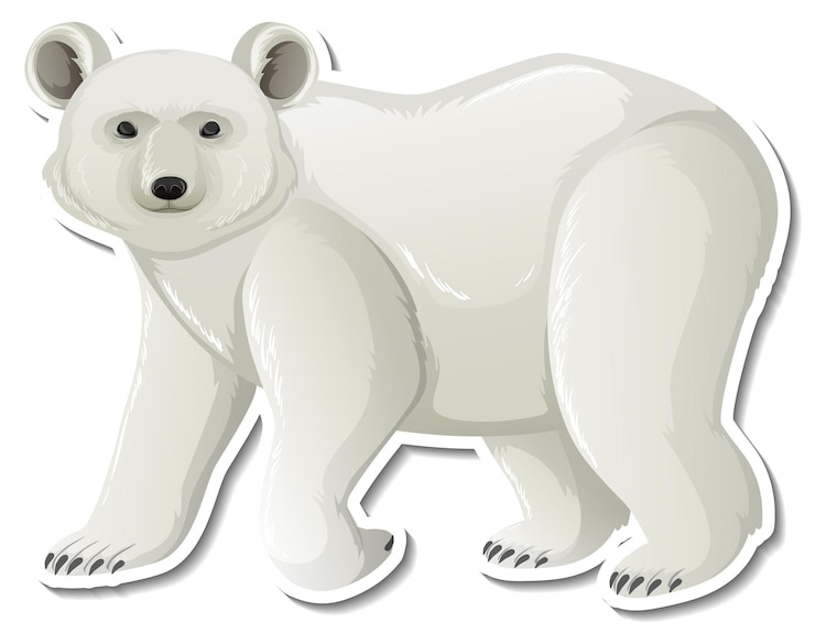 Vecteur gratuit autocollant de dessin animé animal ours polaire