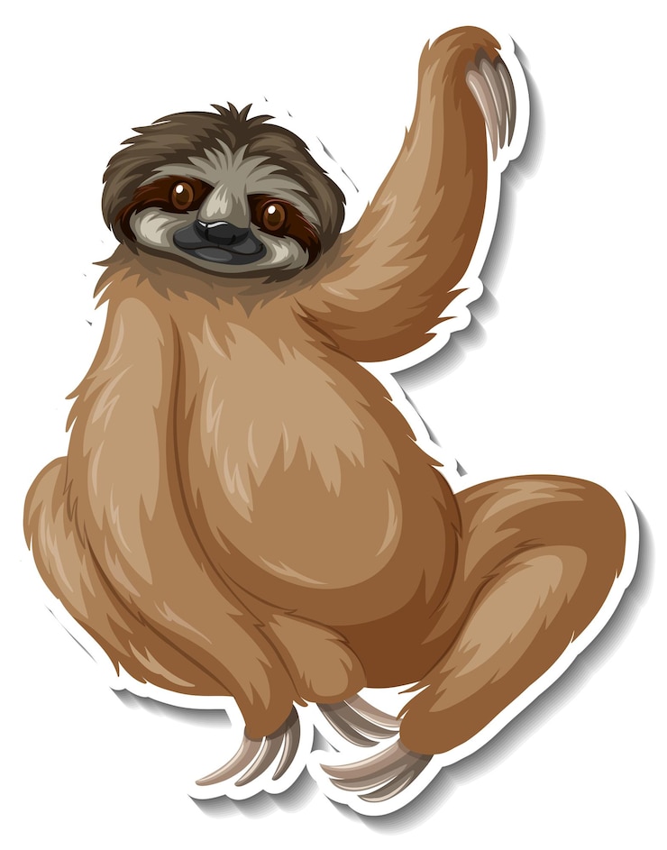 Vecteur gratuit un autocollant de dessin animé animal paresseux