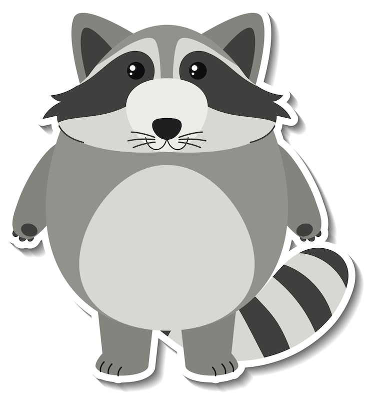 Vecteur gratuit autocollant de dessin animé animal raton laveur potelé