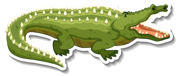 Vecteur gratuit autocollant de dessin animé d'animal sauvage de crocodile