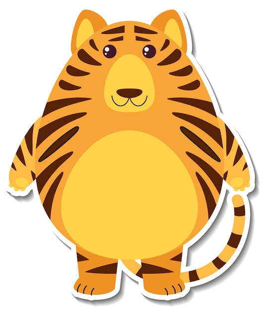 Vecteur gratuit autocollant de dessin animé animal tigre joufflu