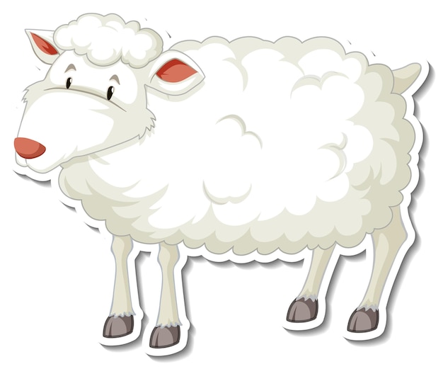 Vecteur gratuit autocollant de dessin animé d'animaux de ferme de moutons blancs