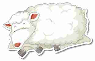 Vecteur gratuit un autocollant de dessin animé d'animaux de ferme de moutons