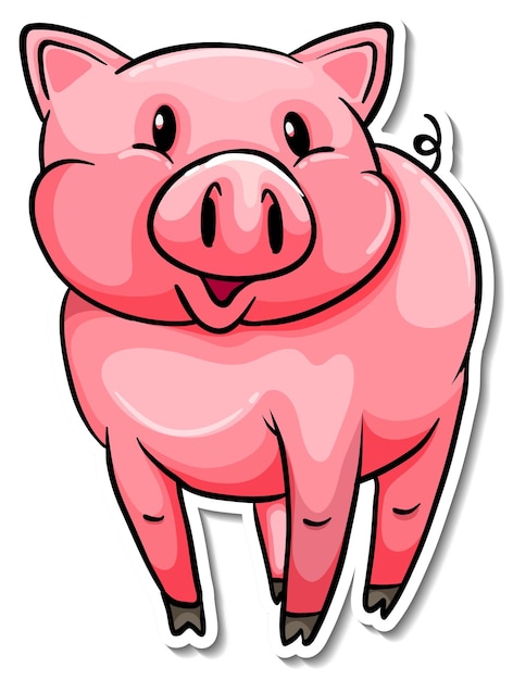 Vecteur gratuit autocollant de dessin animé d'animaux de ferme de porc