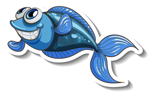 Autocollant de dessin animé d'animaux de mer avec des poissons mignons