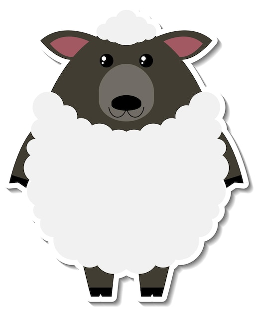 Vecteur gratuit autocollant de dessin animé d'animaux de mouton potelé