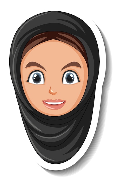 Autocollant de dessin animé femme arabe sur fond blanc