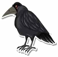 Vecteur gratuit autocollant de dessin animé oiseau corbeau noir