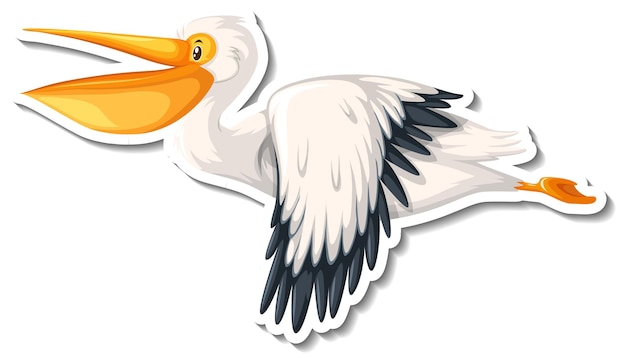 Vecteur gratuit autocollant de dessin animé oiseau pélican volant