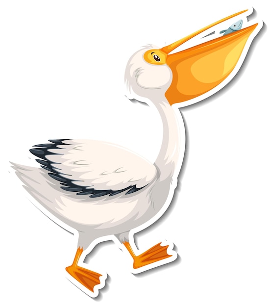 Vecteur gratuit autocollant dessin animé oiseau pélican