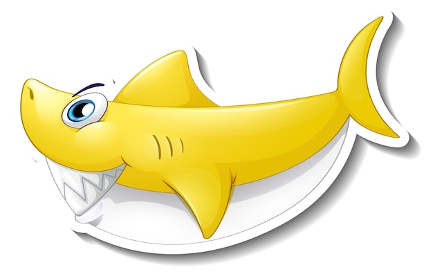 Vecteur gratuit autocollant de dessin animé de requin jaune