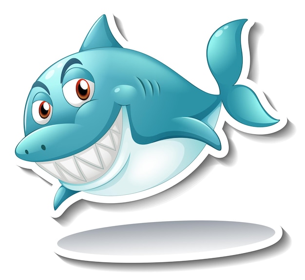 Autocollant de dessin animé de requin souriant