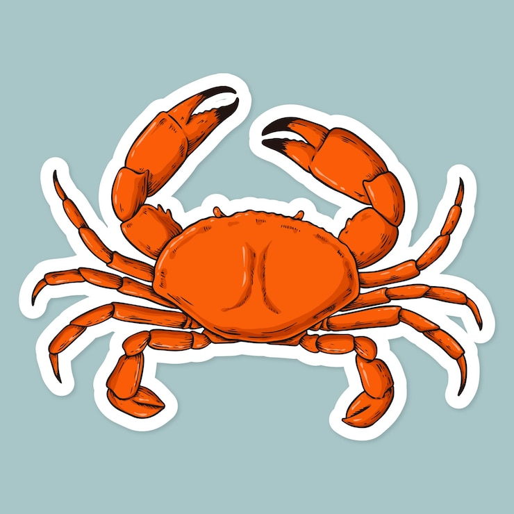 Vecteur gratuit autocollant de dessin animé de vecteur crabe clipart vintage dessiné à la main