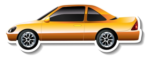 Autocollant de dessin animé de voiture coupé sur fond blanc