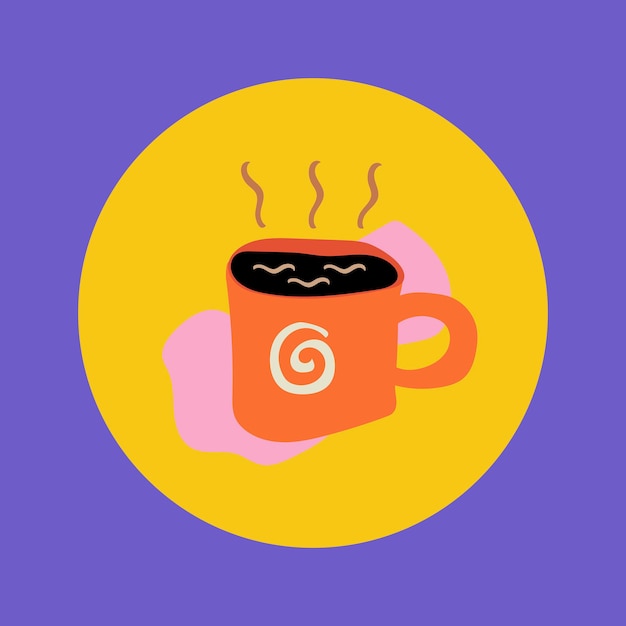 Vecteur gratuit autocollant d'icône de style de vie de café, couverture de surbrillance d'instagram, doodle rétro dans un vecteur de conception coloré