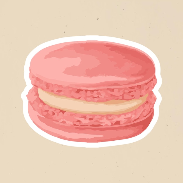 Vecteur gratuit autocollant macaron rose dessiné à la main vectorisé avec une bordure blanche