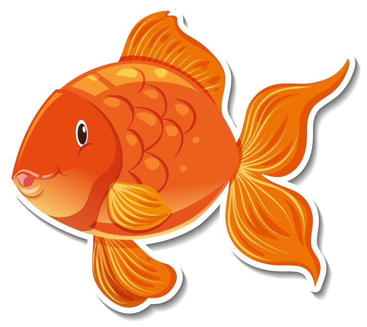 Vecteur gratuit autocollant mignon de bande dessinée d'animal de mer de poisson d'or