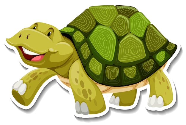 Vecteur gratuit autocollant mignon de bande dessinée d'animal de tortue