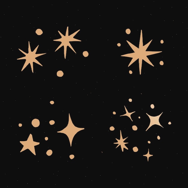 Autocollant Mignon D'illustration De Doodle De Galaxie D'or