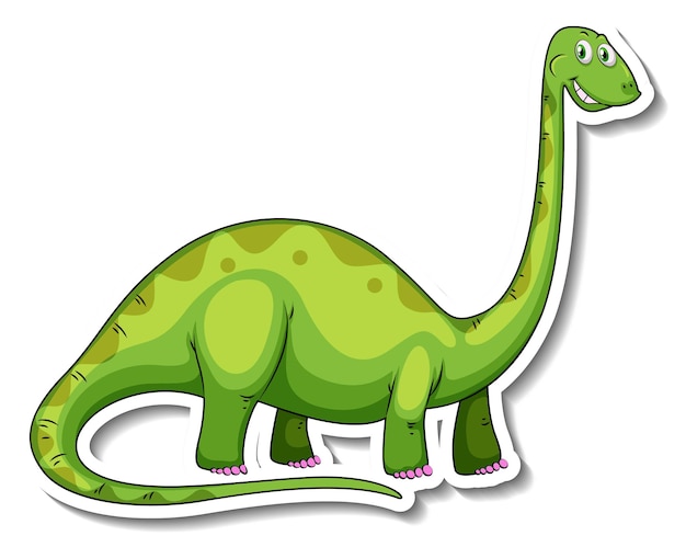 Vecteur gratuit autocollant de personnage de dessin animé de dinosaure brachiosaurus