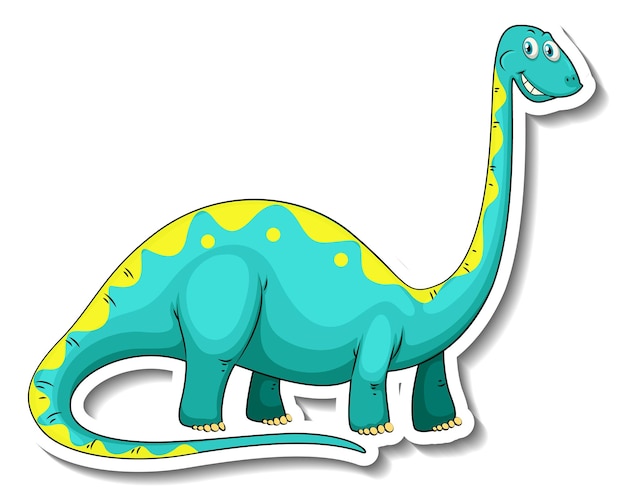 Vecteur gratuit autocollant de personnage de dessin animé de dinosaure brachiosaurus