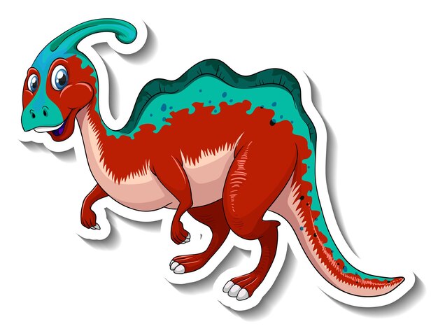 Autocollant de personnage de dessin animé de dinosaure Parasaurolophus