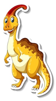 Autocollant de personnage de dessin animé de dinosaure parasaurolophus