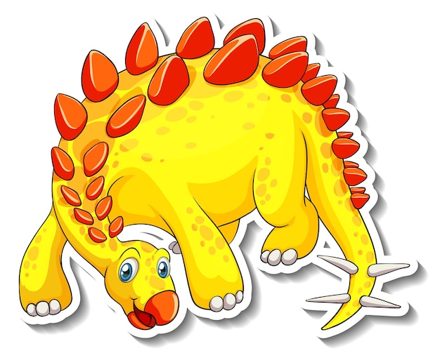 Autocollant De Personnage De Dessin Animé De Dinosaure Stegosaurus