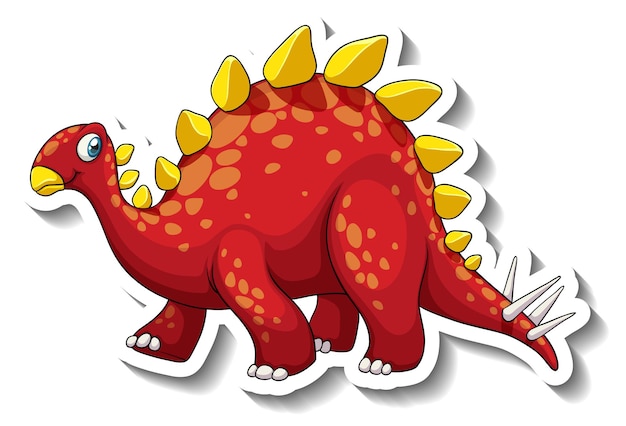 Vecteur gratuit autocollant de personnage de dessin animé de dinosaure stegosaurus