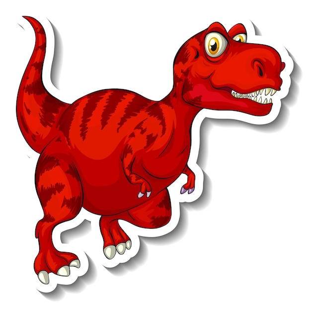 Vecteur gratuit autocollant de personnage de dessin animé de dinosaure tyrannosaure