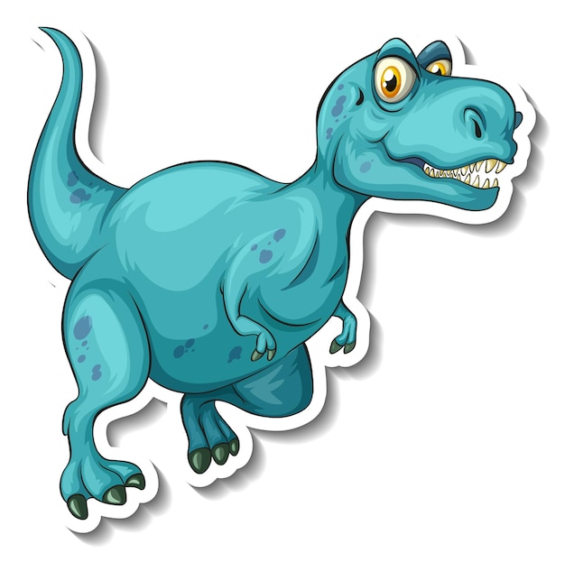 Vecteur gratuit autocollant de personnage de dessin animé de dinosaure tyrannosaure