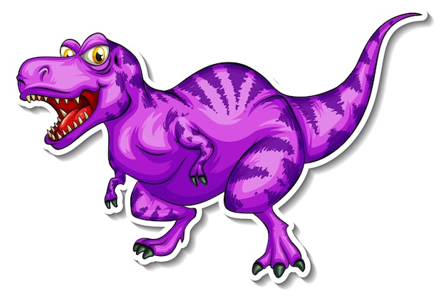 Vecteur gratuit autocollant de personnage de dessin animé de dinosaure tyrannosaure