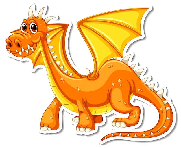 Vecteur gratuit autocollant de personnage de dessin animé dragon mignon