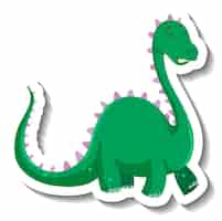 Vecteur gratuit autocollant de personnage de dessin animé mignon dinosaure vert