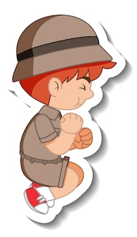 Autocollant de personnage de dessin animé petit garçon scout
