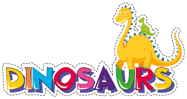 Vecteur gratuit autocollant pour mot dinosaures