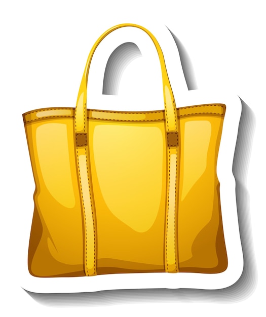 Vecteur gratuit autocollant sac à main jaune sur fond blanc