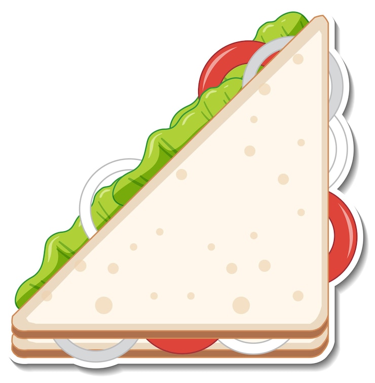Vecteur gratuit autocollant sandwich triangle sur fond blanc