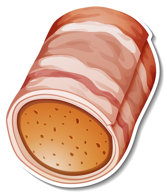 Un Autocollant De Saucisse Enveloppé De Bacon Sur Fond Blanc