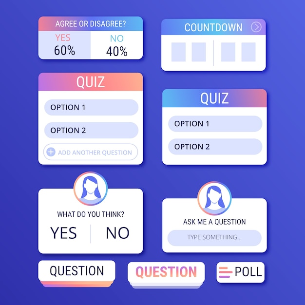 Vecteur gratuit autocollant de sondage instagram dégradé