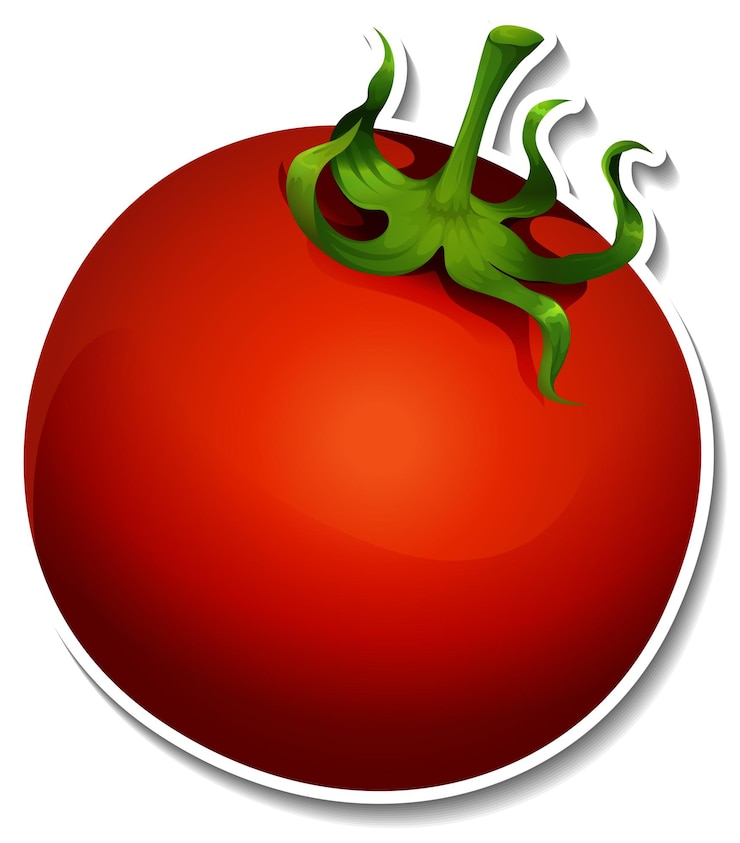 Vecteur gratuit autocollant de tomate sur fond blanc