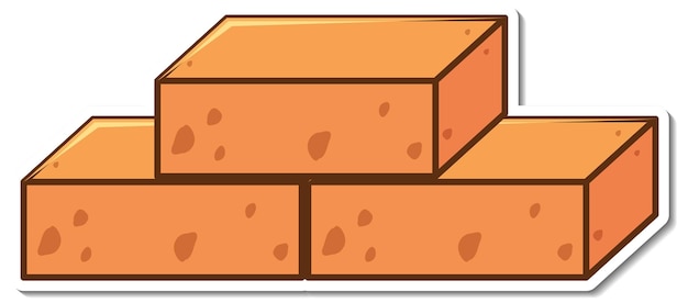 Vecteur gratuit autocollant de trois blocs de briques sur blanc