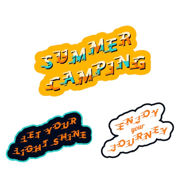 Vecteur gratuit autocollants de camping d'été