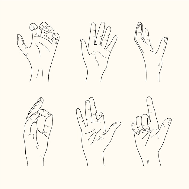 Autocollants élégants de mains d'art de ligne
