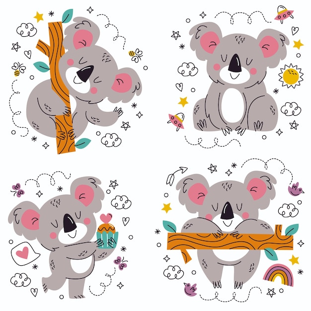 Autocollants Koala Dessinés à La Main Doodle